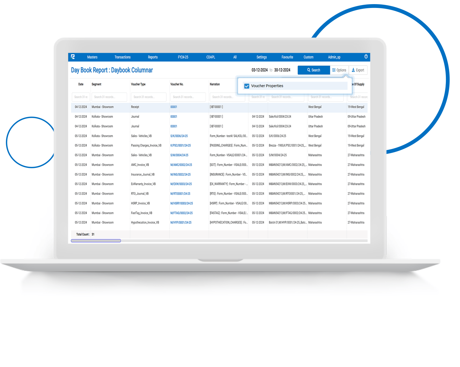 Enhancement On DayBook Columnar Report